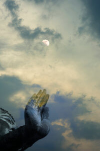 Buddha statue and truth moon