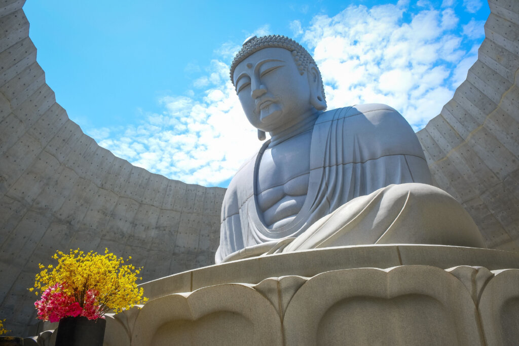 Big Buddha statue in Hill of Buddha Makomanai Takino, Japan